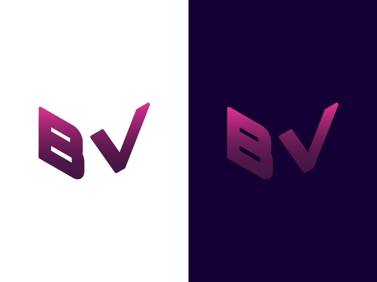 lettera iniziale bv design del logo 3d minimalista e moderno vettore