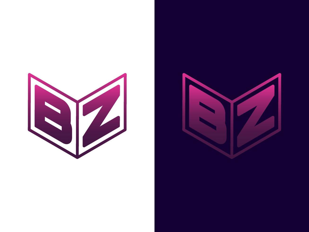 lettera iniziale bz design del logo 3d minimalista e moderno vettore