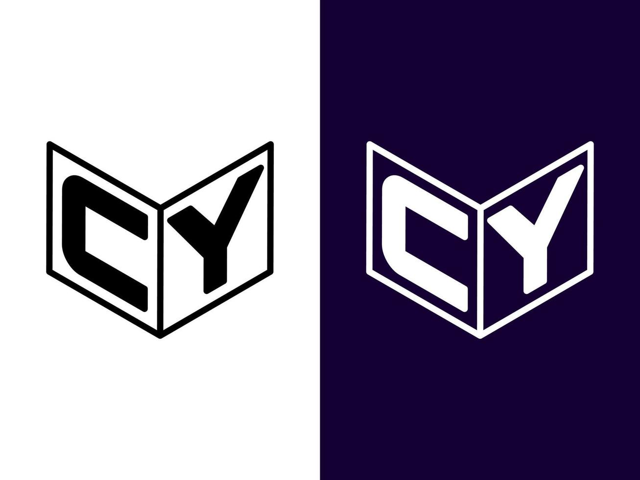 lettera iniziale cy design minimalista e moderno del logo 3d vettore