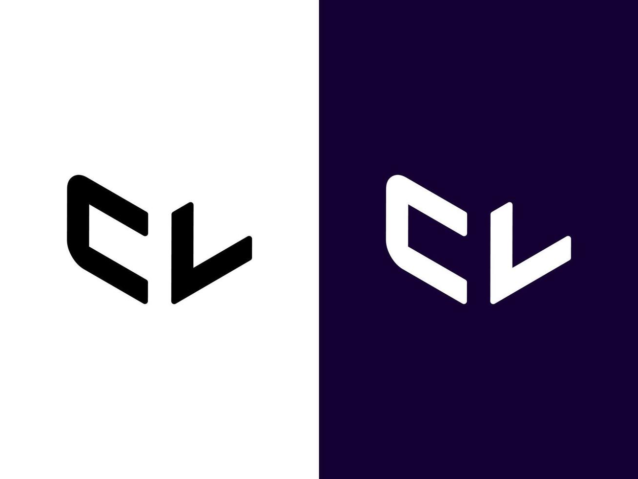 lettera iniziale cl design del logo 3d minimalista e moderno vettore