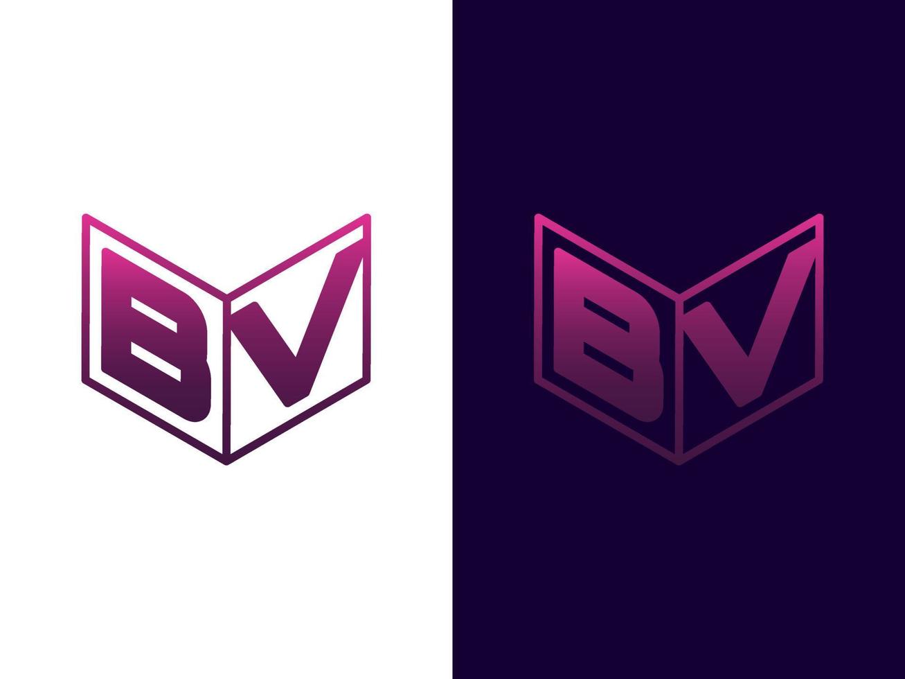 lettera iniziale bv design del logo 3d minimalista e moderno vettore
