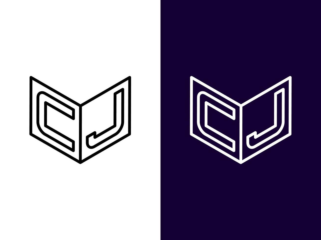 lettera iniziale cj design minimalista e moderno del logo 3d vettore