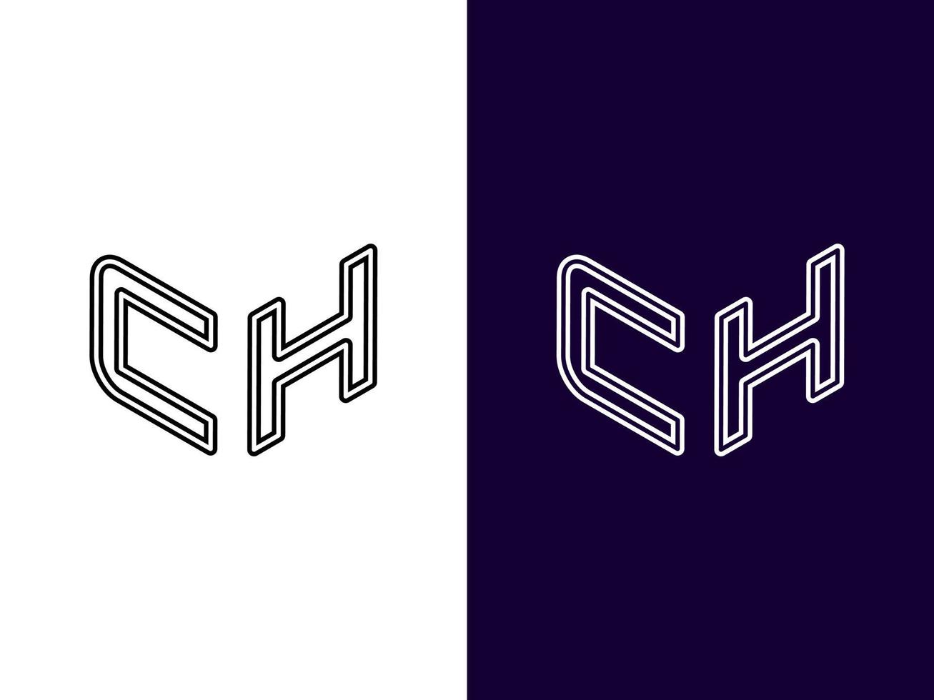 lettera iniziale ch design del logo 3d minimalista e moderno vettore