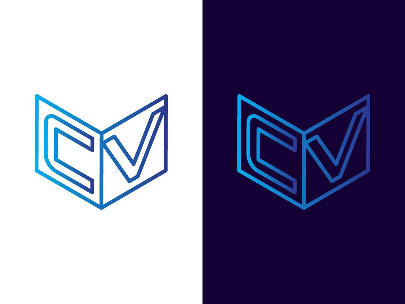 lettera iniziale cv design del logo 3d minimalista e moderno vettore