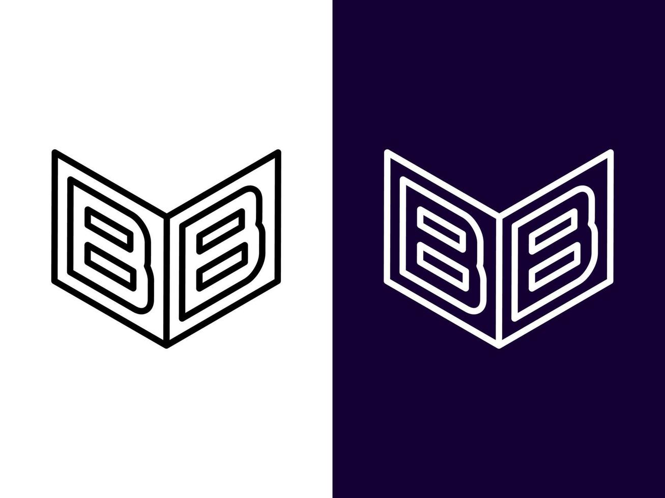 lettera iniziale bb design del logo 3d minimalista e moderno vettore