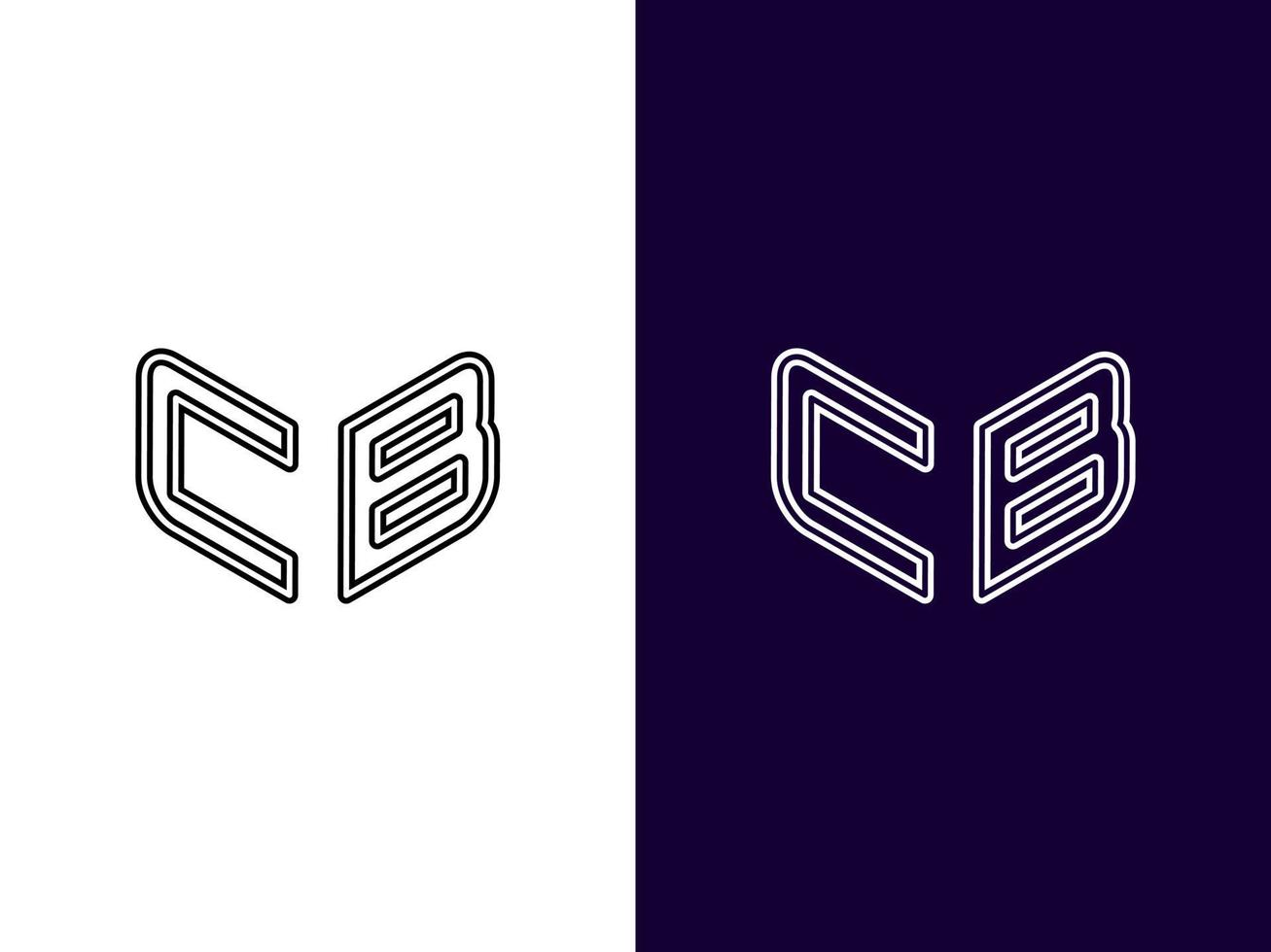 lettera iniziale cb design minimalista e moderno del logo 3d vettore