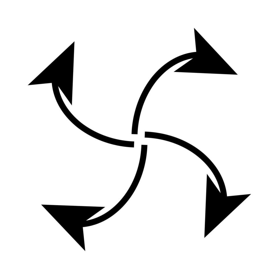 quattro frecce in loop dall'icona nera centrale. vettore