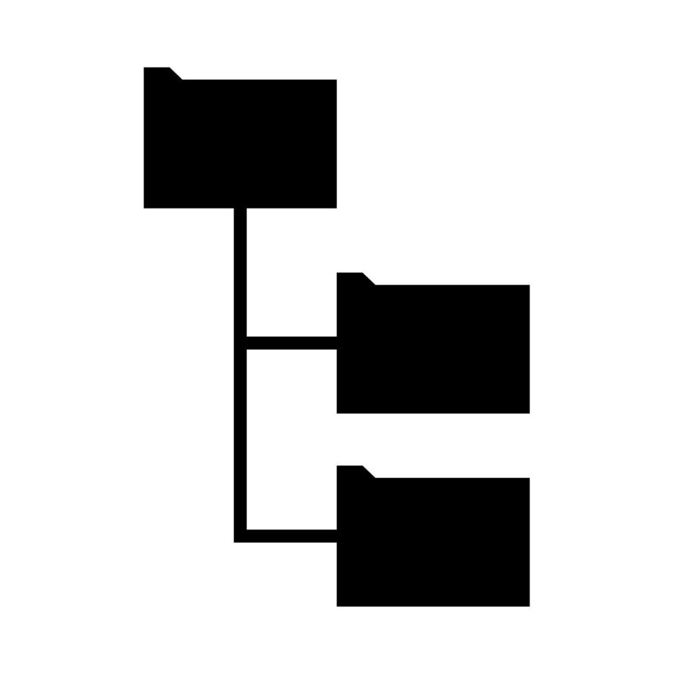 struttura delle cartelle è un'icona nera. vettore