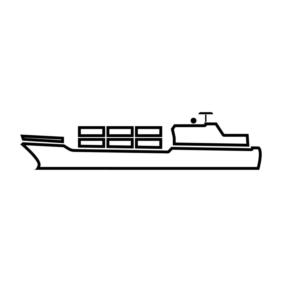 icona di colore nero della nave mercantile. vettore