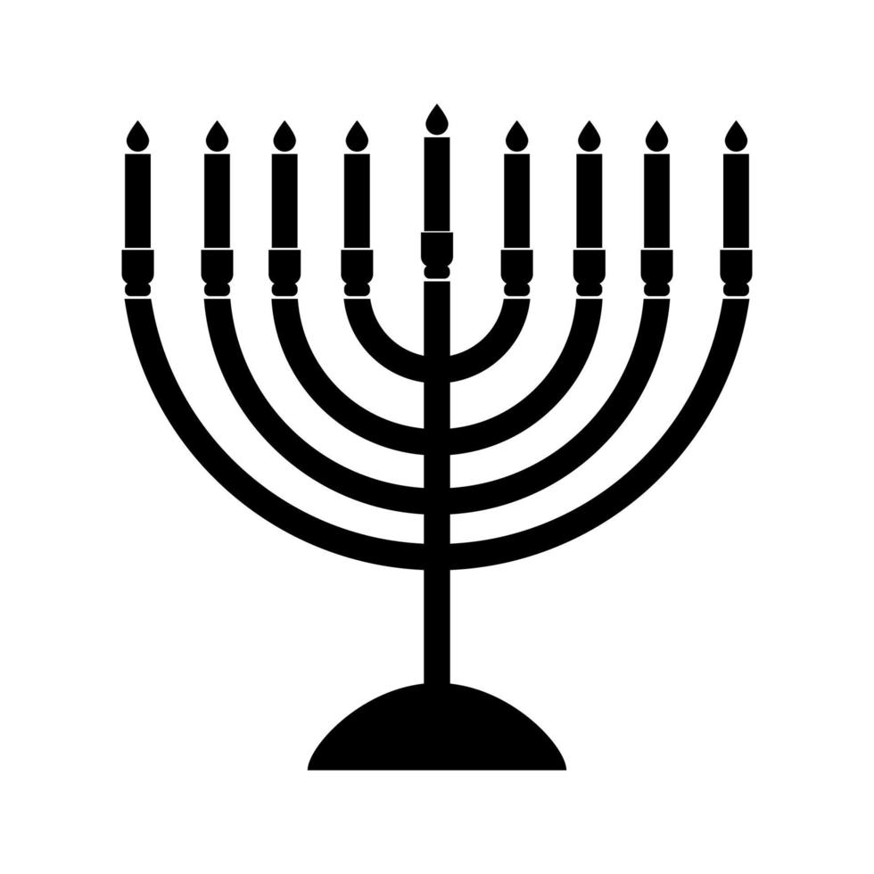 menorah per l'icona di colore nero di Hanukkah. vettore