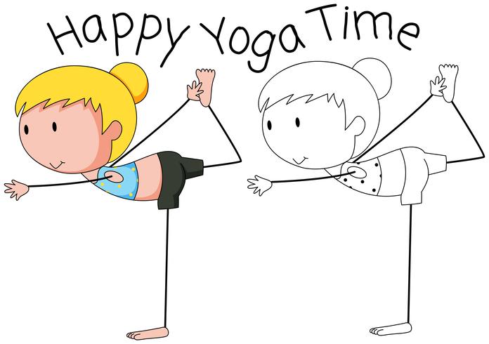 Doodle ragazza facendo yoga vettore