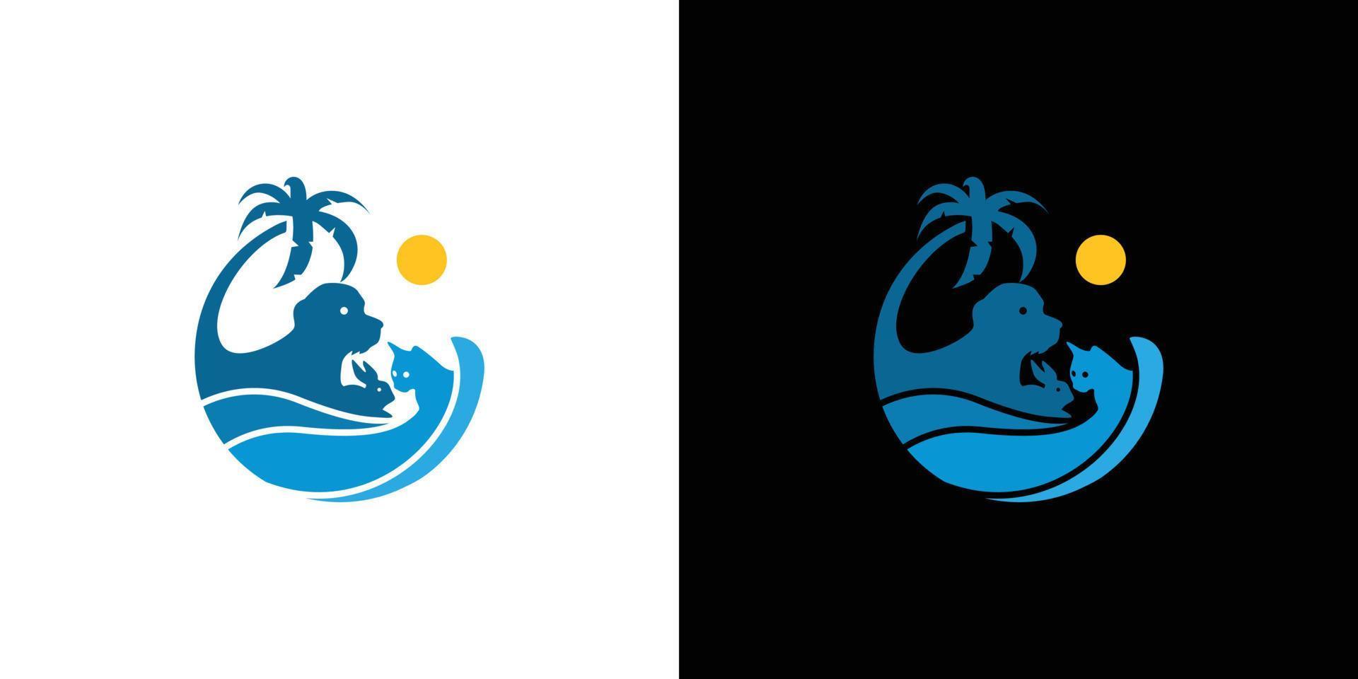 design unico e colorato del logo dell'illustrazione degli animali della spiaggia vettore