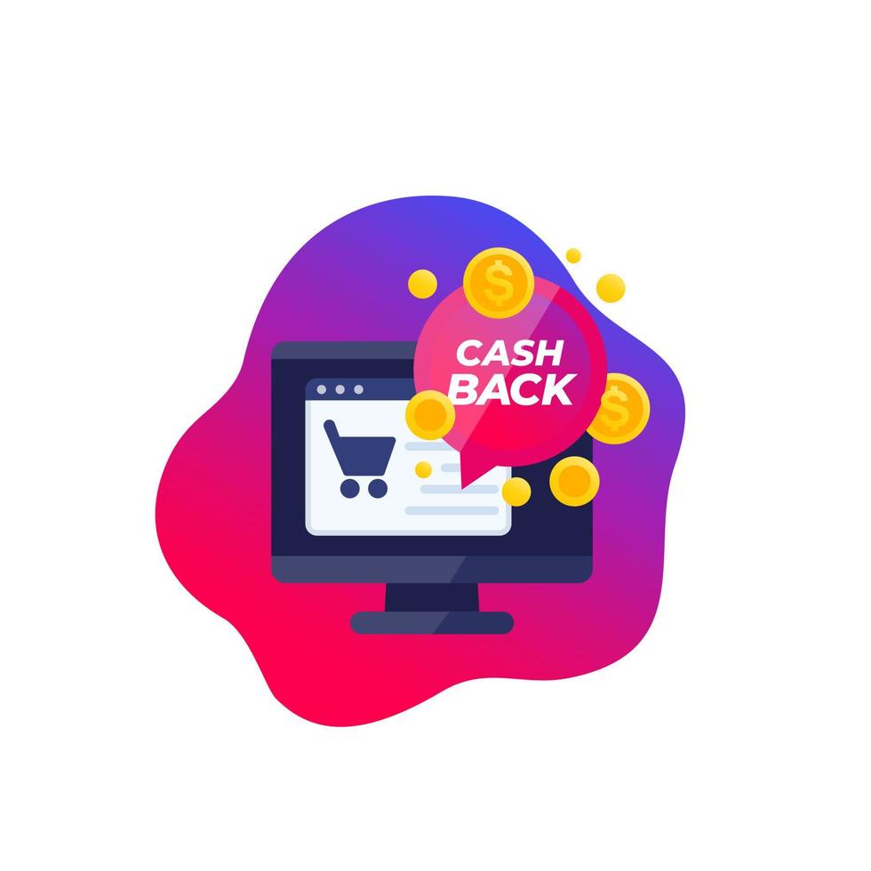 offerta di cashback, rimborso, vettore di shopping online