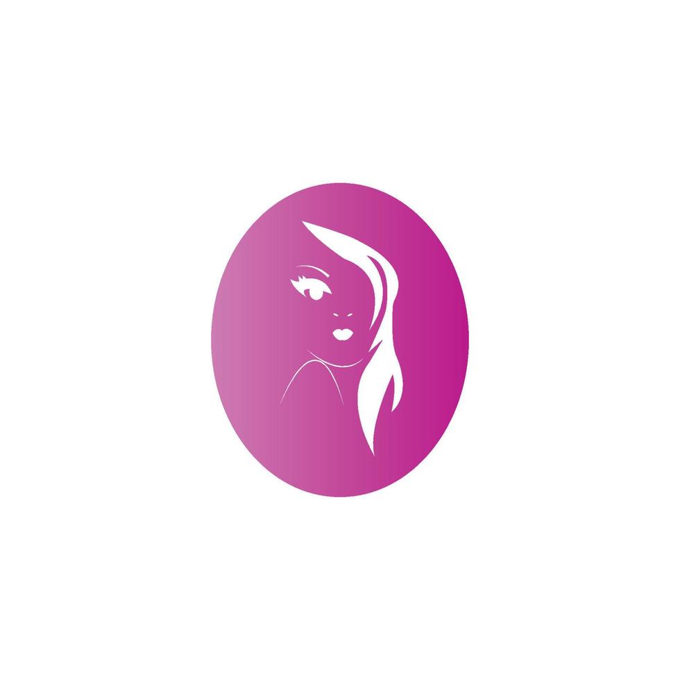 vettore dell'icona del logo dell'illustrazione del carattere della siluetta del fronte della donna