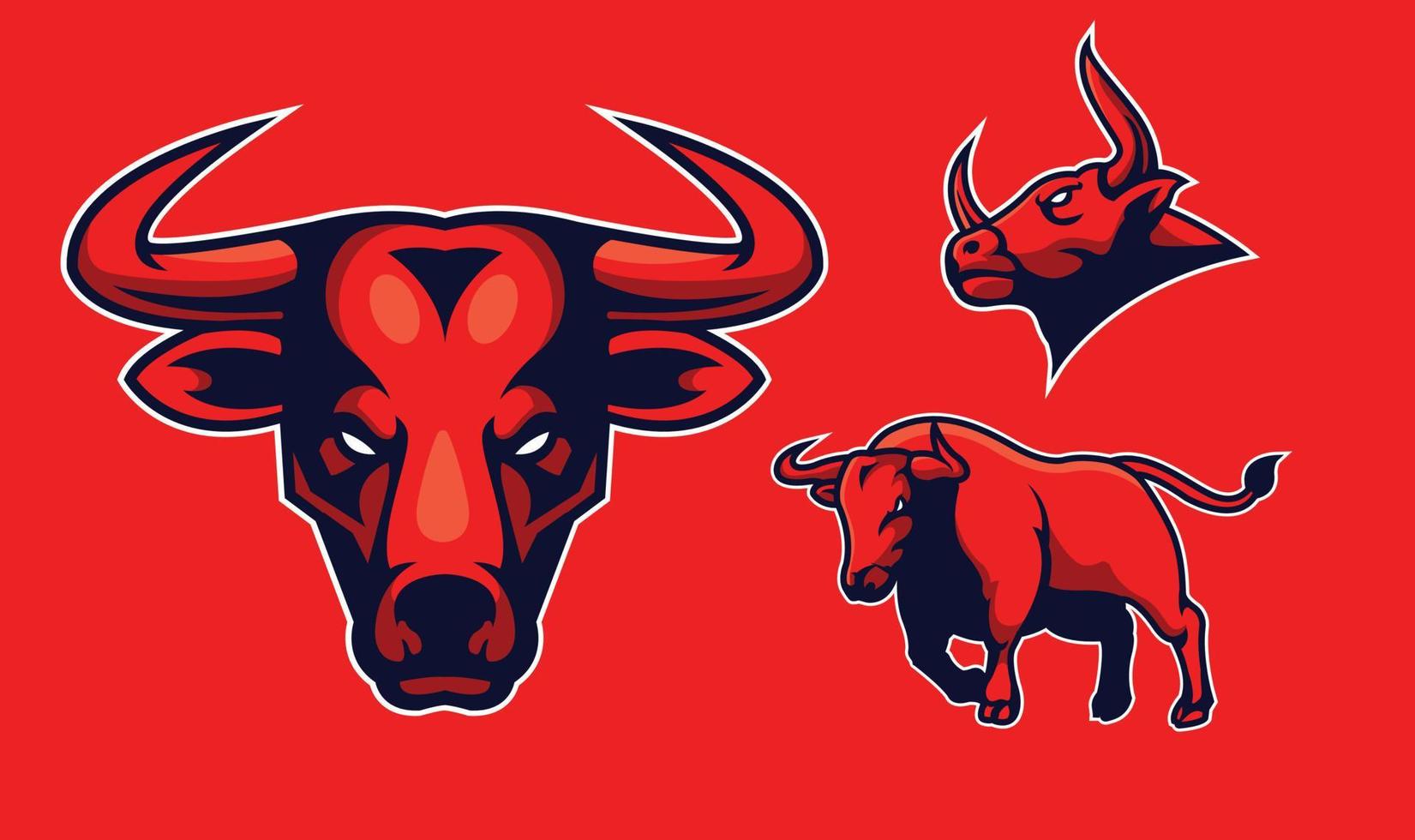 illustrazione del set di toro per il logo sportivo vettore