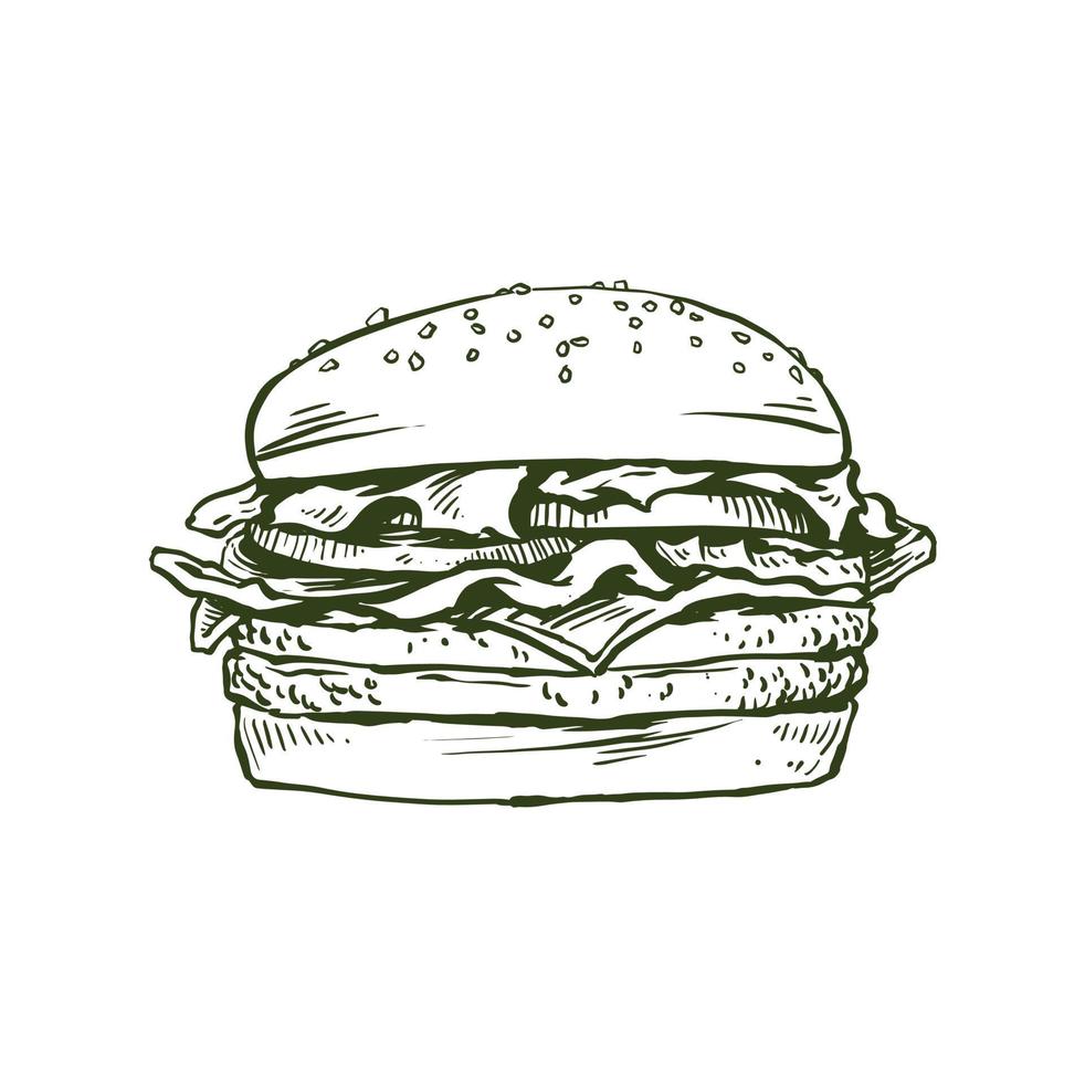 illustrazione dell'hamburger isolata vettore