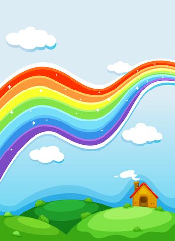 Un arcobaleno sopra le colline vettore