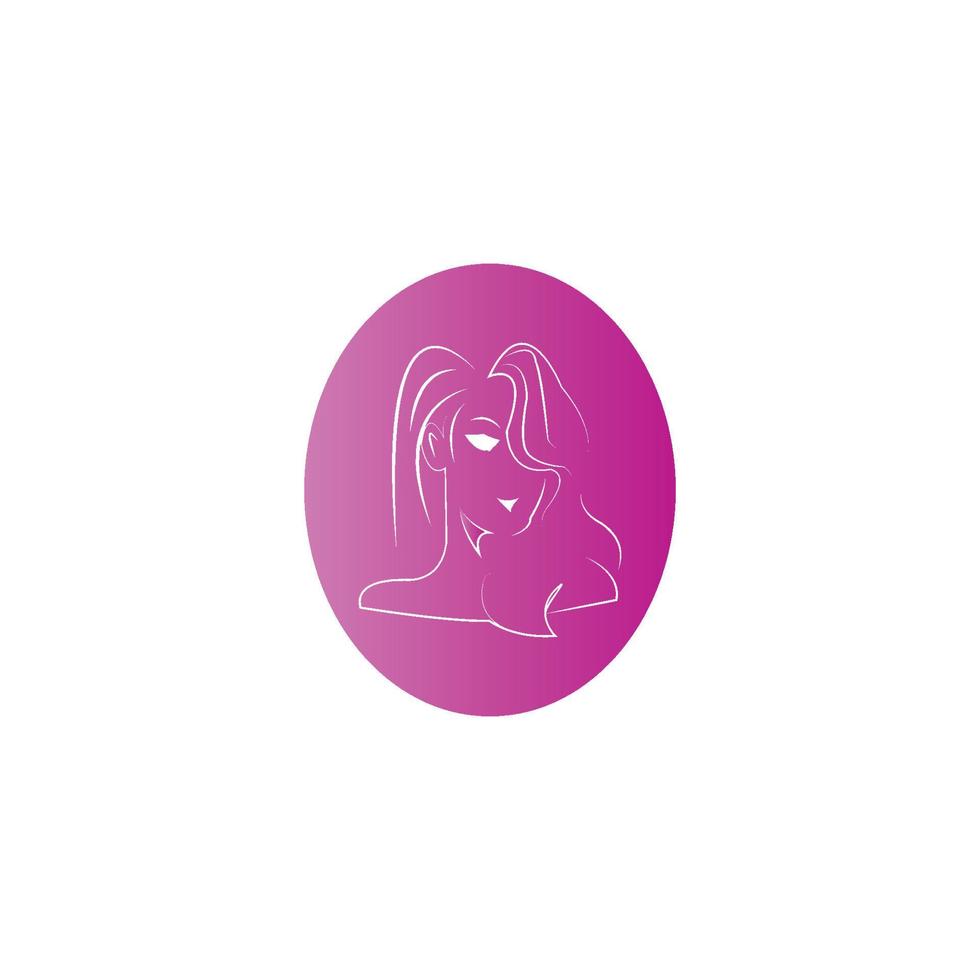 vettore dell'icona del logo dell'illustrazione del carattere della siluetta del fronte della donna