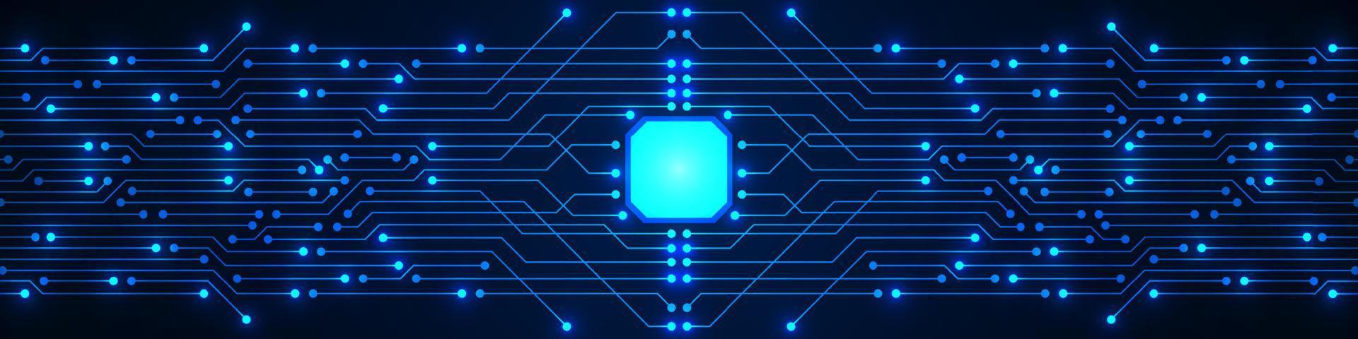 sfondo della tecnologia del microchip, modello di circuito digitale blu vettore