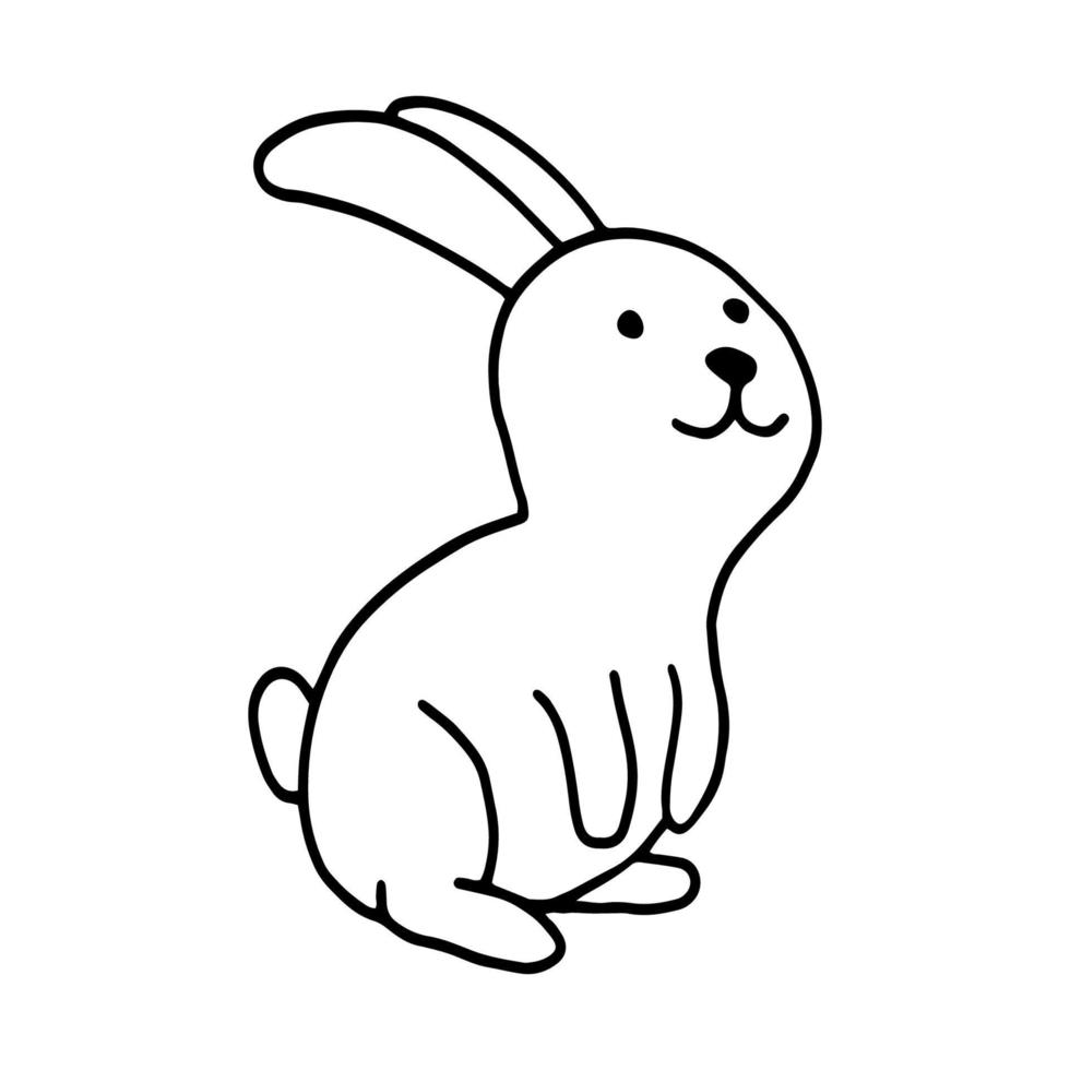 disegno di contorno disegnato a mano di coniglio. in bianco e nero image.easter bunny.for cartoline, stampa su tessuto.cute animal.doodles.vector vettore