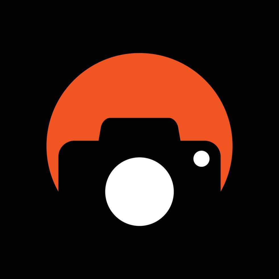 logo fotocamera tramonto icona minimalista simbolo vettore design piatto
