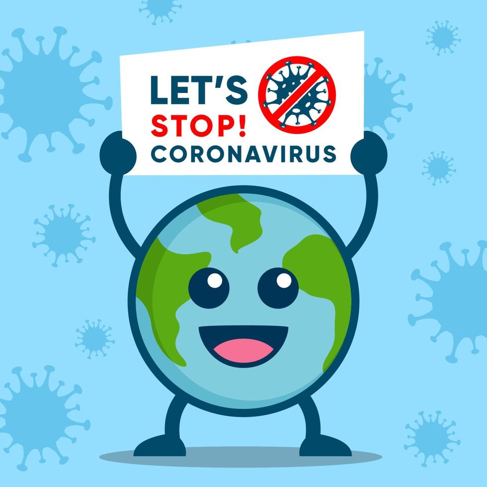 segno di tenuta della terra per combattere l'illustrazione vettoriale del coronavirus.