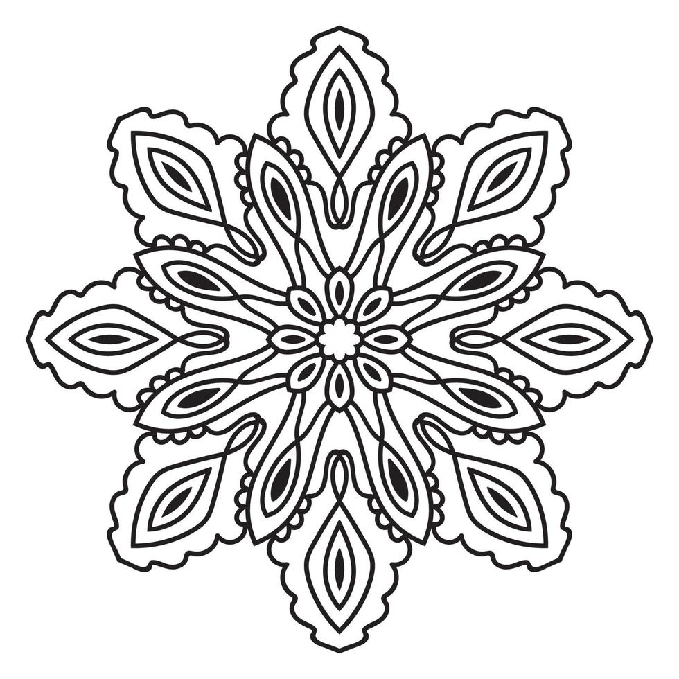 carino mandala. fiore ornamentale di doodle rotondo isolato su priorità bassa bianca. ornamento decorativo geometrico in stile etnico orientale. vettore