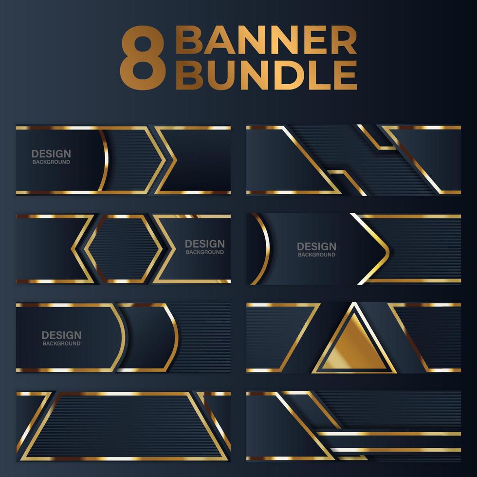 set di banner in oro con design minimalista e moderno in oro di lusso vettore