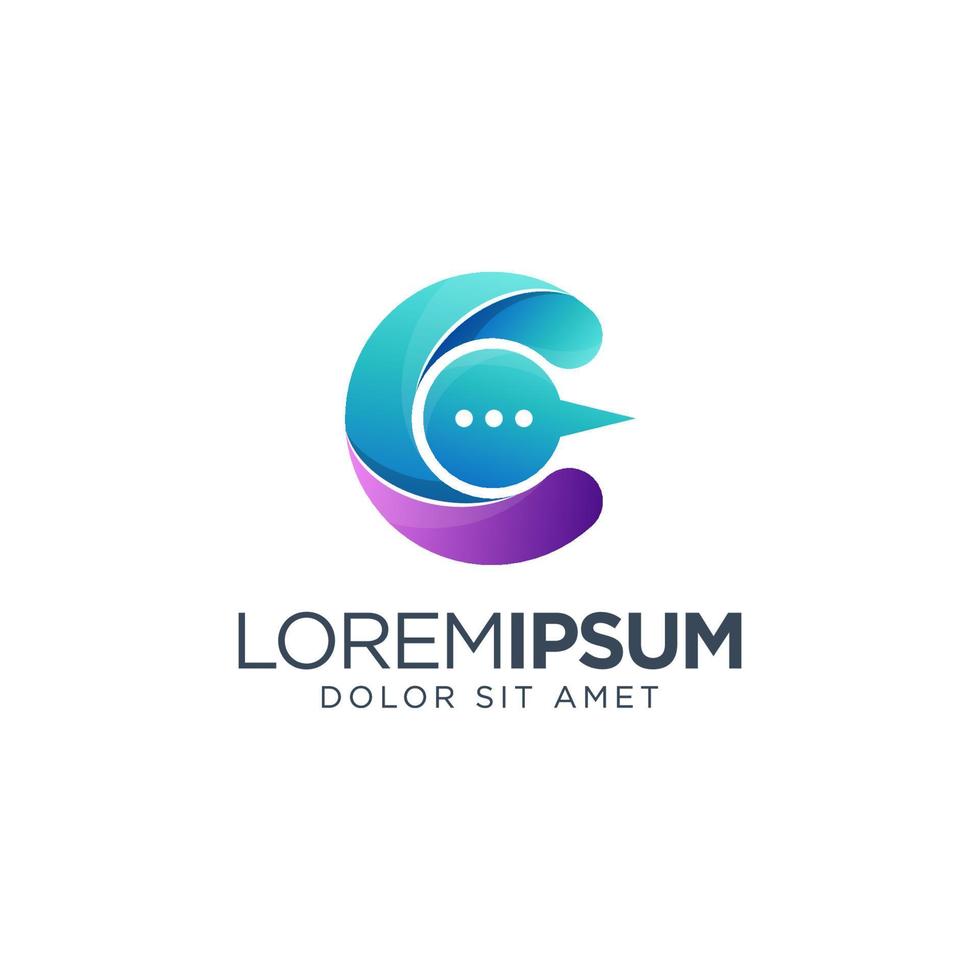 lettera c chat logo design con stile colorato vettore