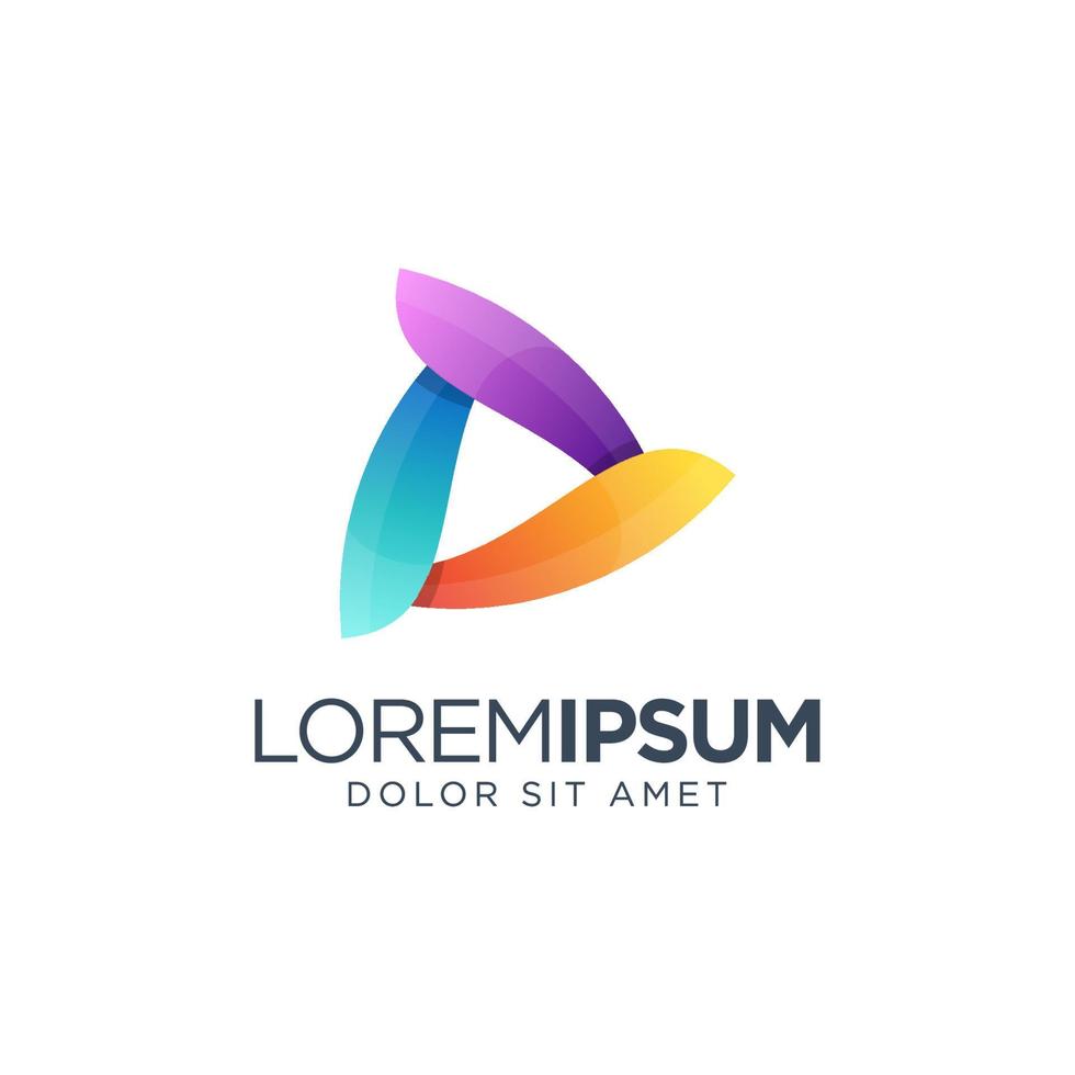 design del logo multimediale con stile colorato e sfumato vettore