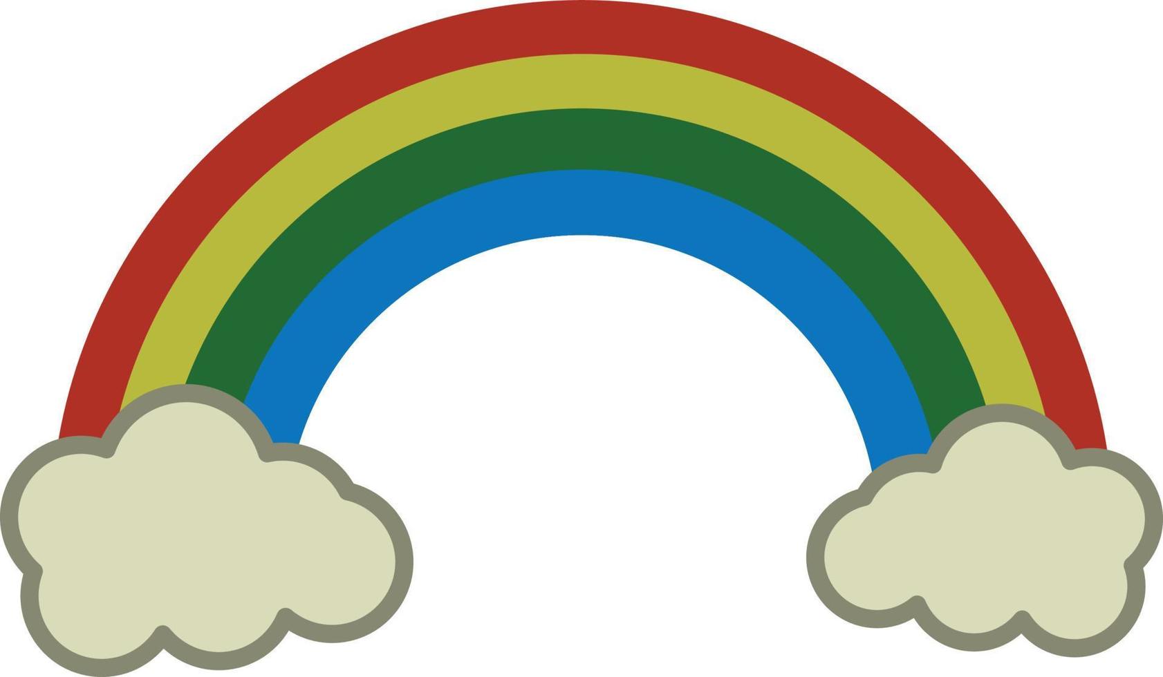 vettore di icone di contorno riempite di nuvole arcobaleno