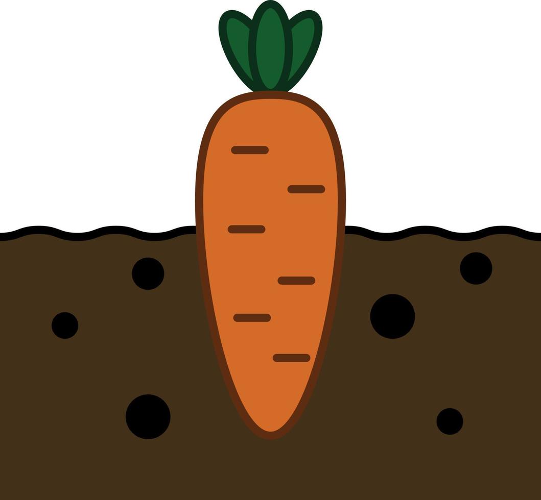 carota nel vettore icona del contorno riempito di terra