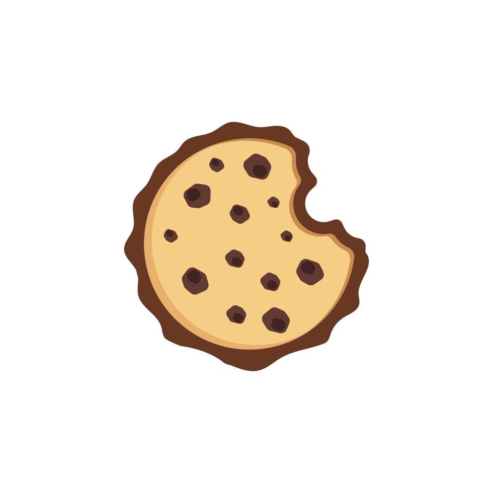design del logo del biscotto con chip morso vettore