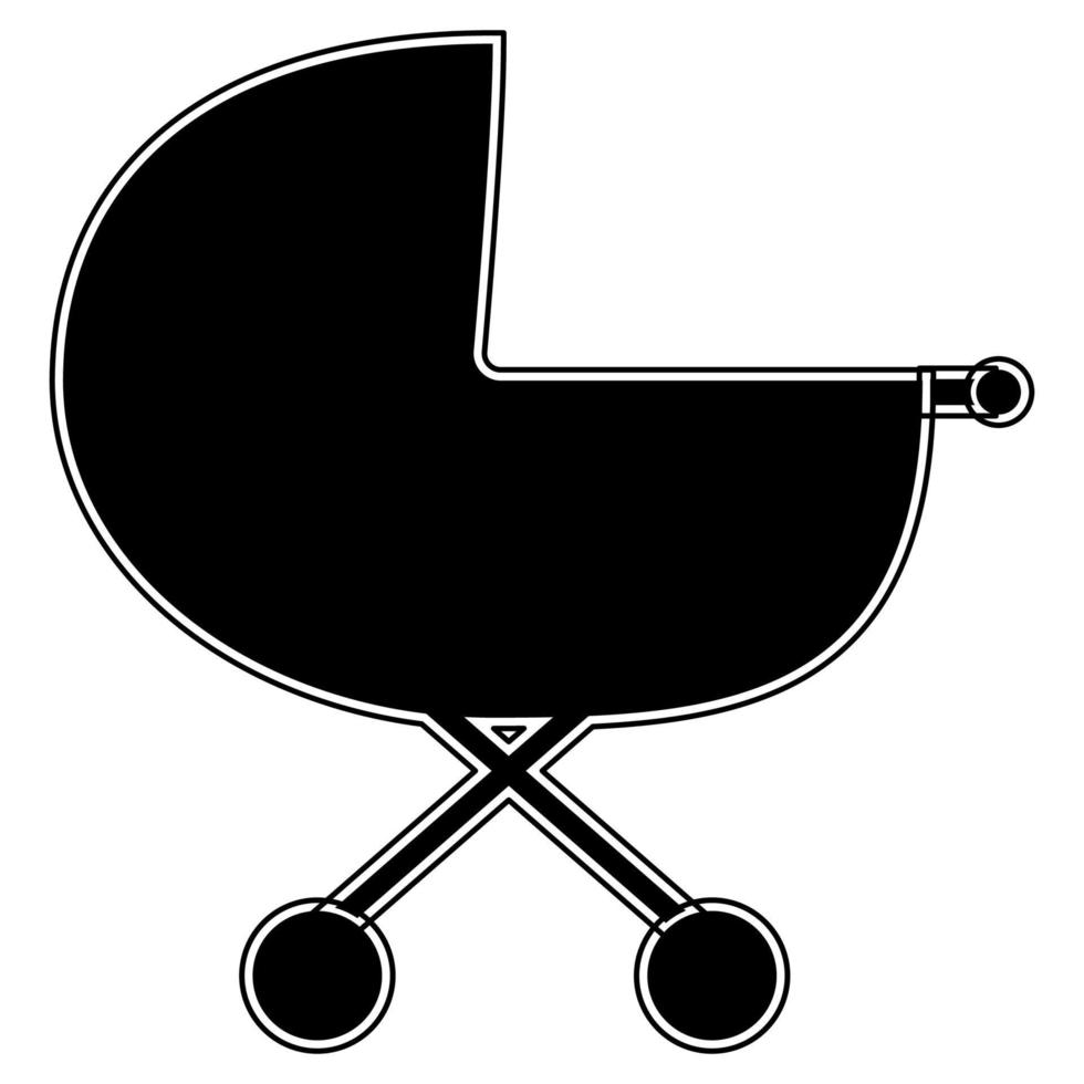 icona della carrozzina colore nero illustrazione vettoriale immagine stile piatto