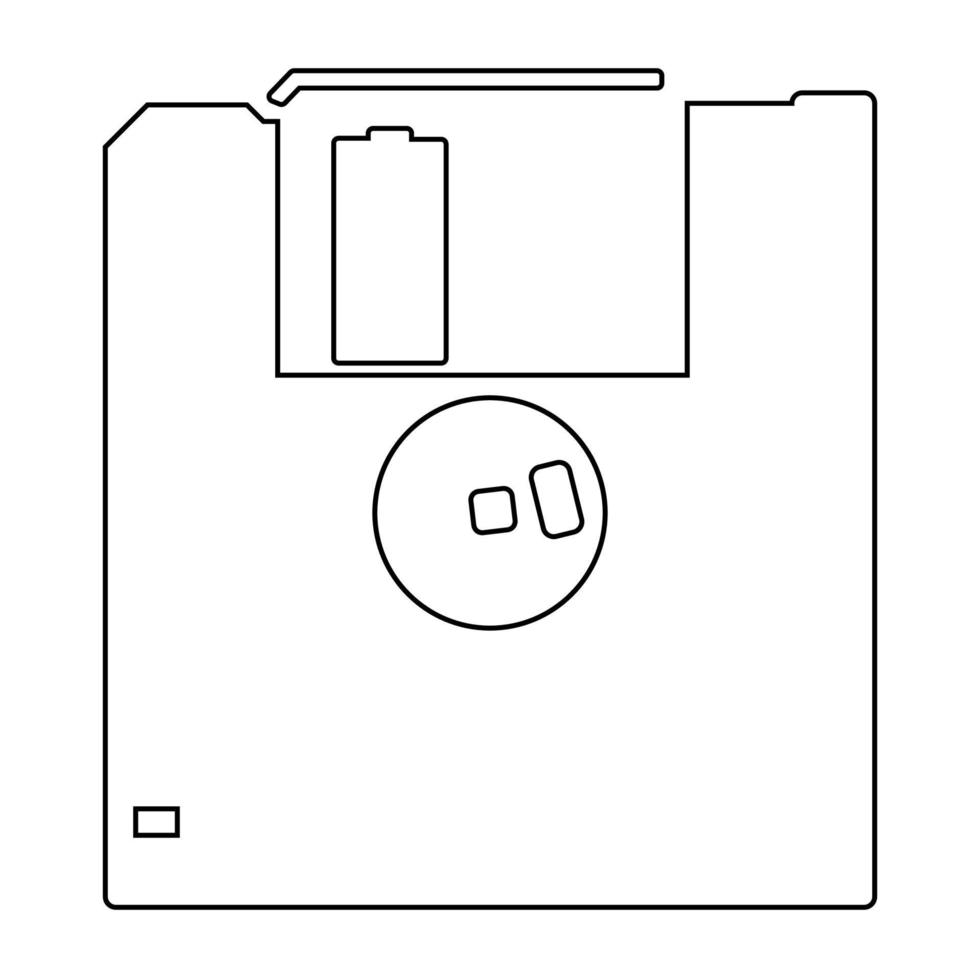 contorno floppy disk colore nero vettore