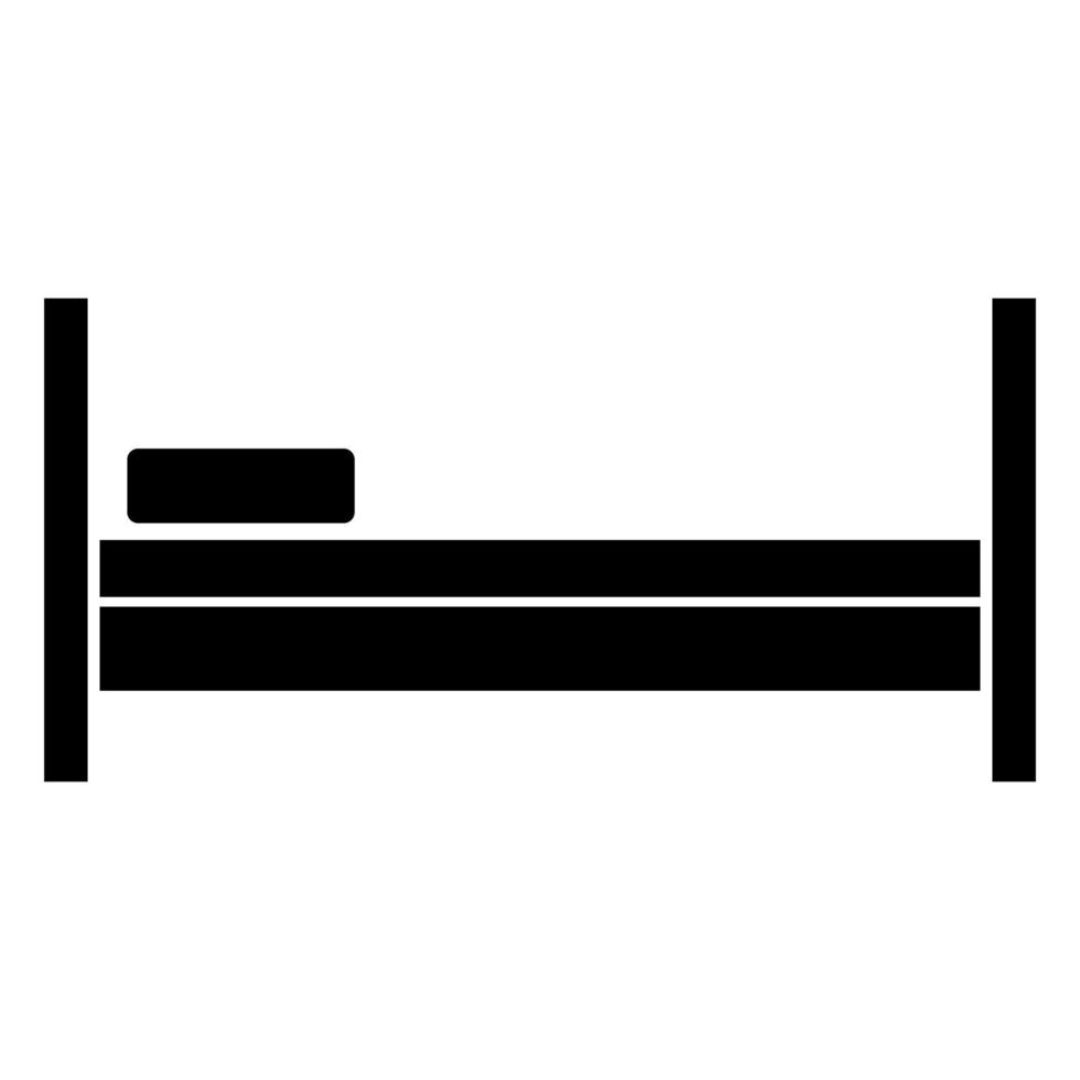 icona del letto colore nero illustrazione vettoriale immagine stile piatto