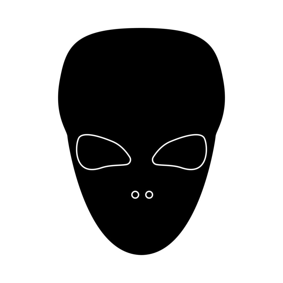 faccia aliena extraterrestre o icona nera della testa. vettore