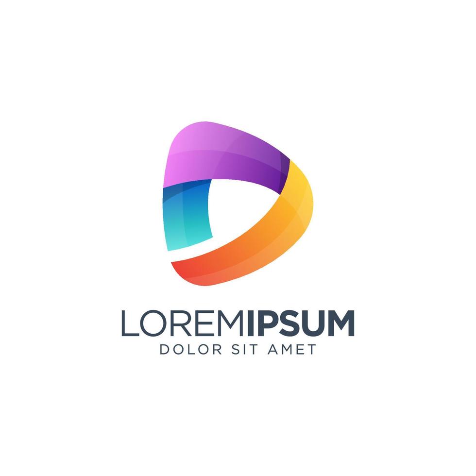 design del logo multimediale con stile colorato e sfumato vettore