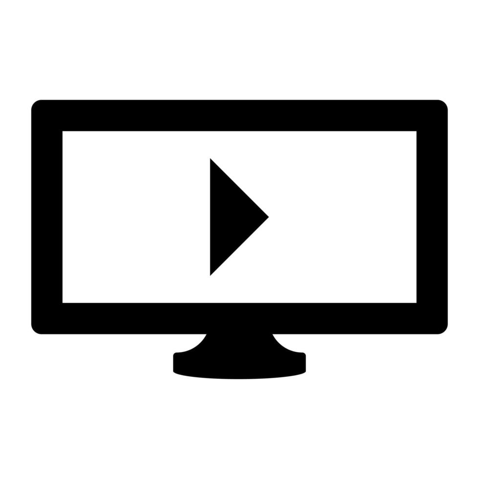 tv con segno di riproduzione video icona nera. vettore