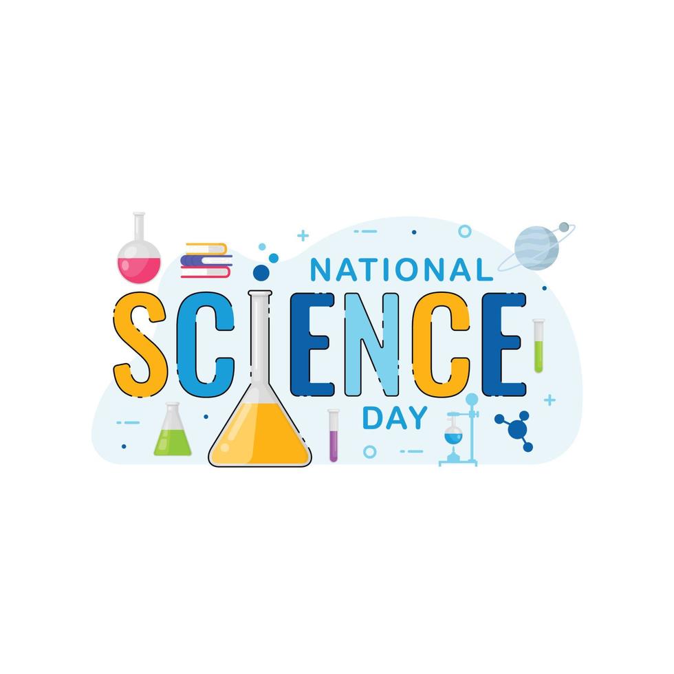 grafica vettoriale per la celebrazione dell'insegna di saluto della bandiera della giornata nazionale della scienza