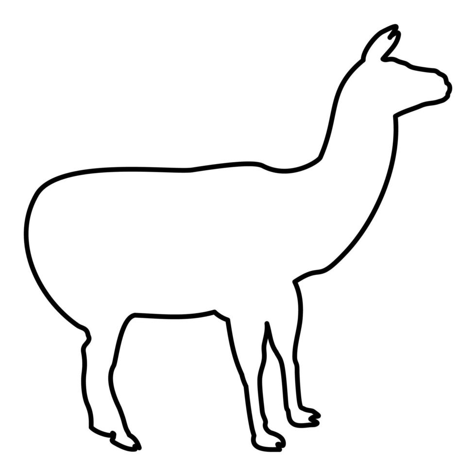 alpaca lama lama guanaco contorno contorno nero vettore