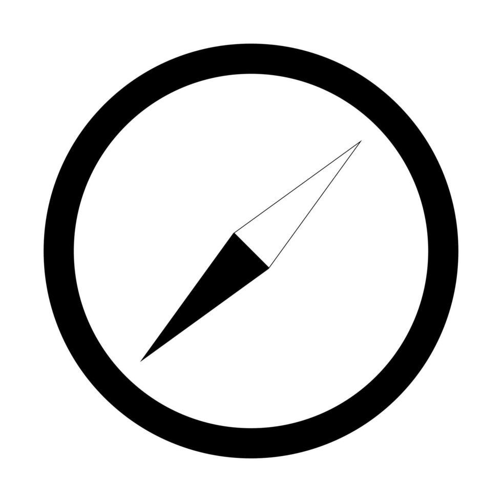 icona bussola colore nero illustrazione vettoriale immagine stile piatto