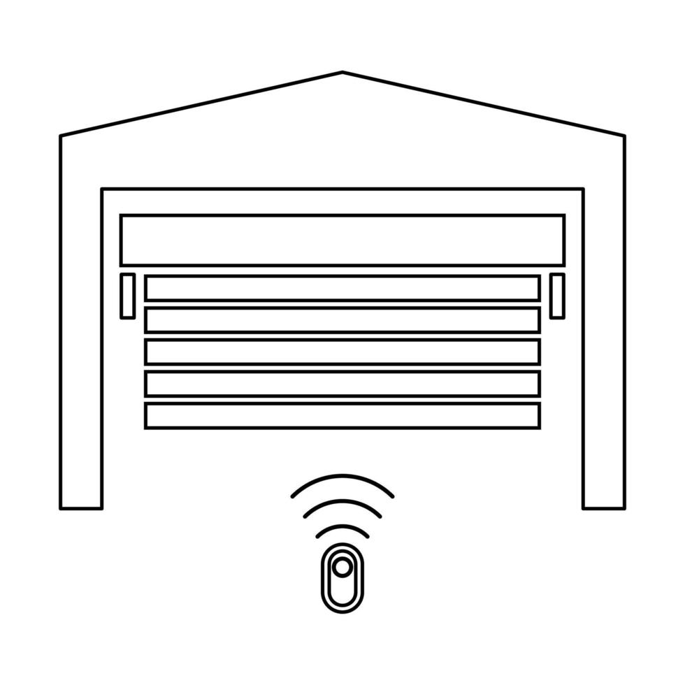 icona della linea di contorno della porta del garage colore nero illustrazione vettoriale immagine stile piatto sottile