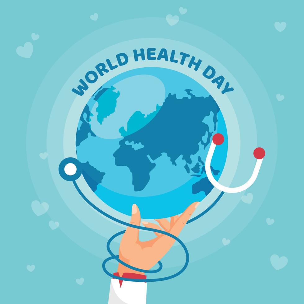 concetto di giornata mondiale della salute. 7 aprile progettazione di poster sui social media. pianeta sano. illustrazione vettoriale eps10.