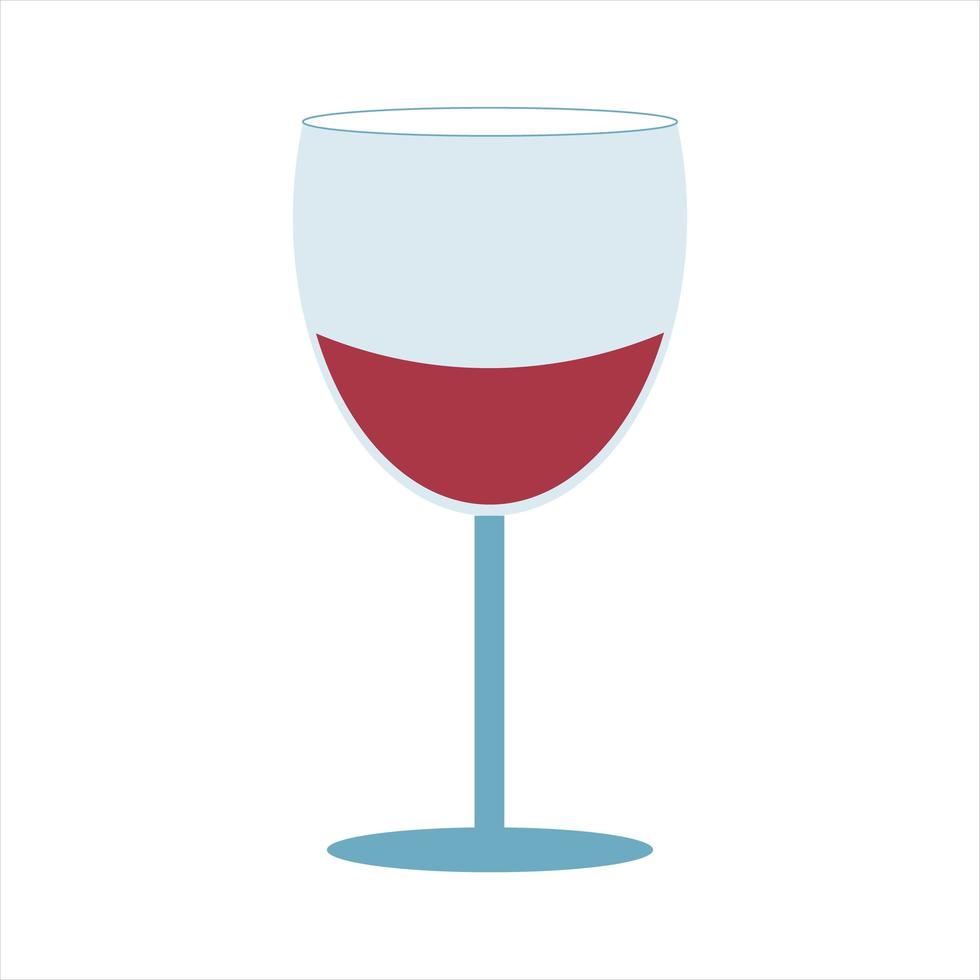 vino rosso in un'illustrazione di vetro su sfondo bianco vettore