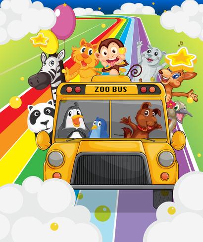 Un bus zoo pieno di animali vettore