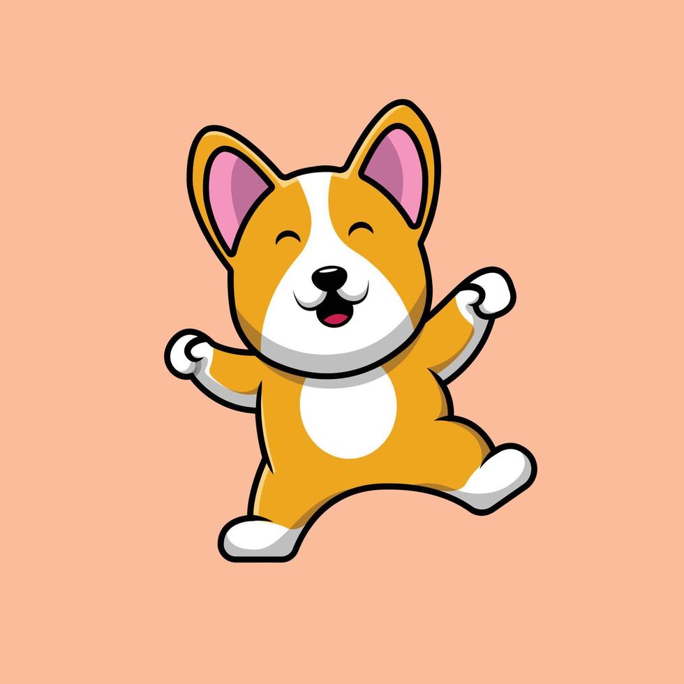 carino corgi cane così eccitato cartone animato icona vettore illustrazione. icona animale concetto isolato vettore premium. stile cartone animato piatto