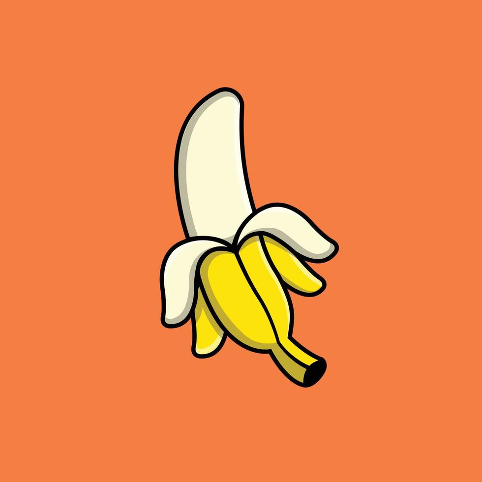 illustrazione dell'icona di vettore del fumetto della frutta della banana. cibo natura icona concetto isolato premium vettore. stile cartone animato piatto
