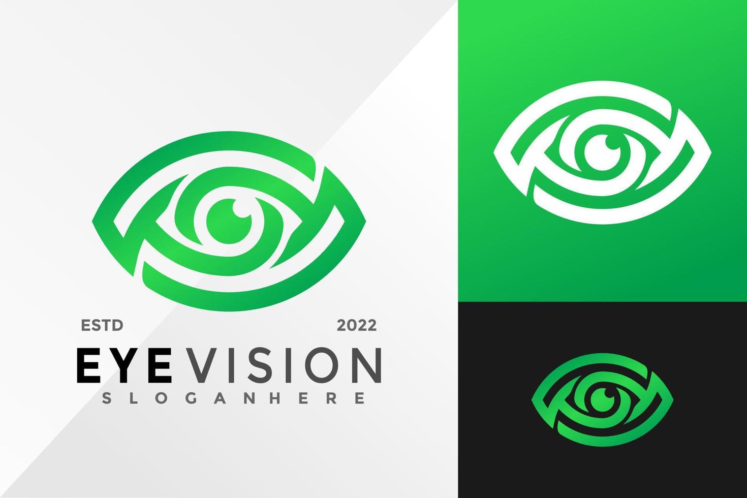 visione degli occhi con modello di illustrazione vettoriale di design del logo foglia