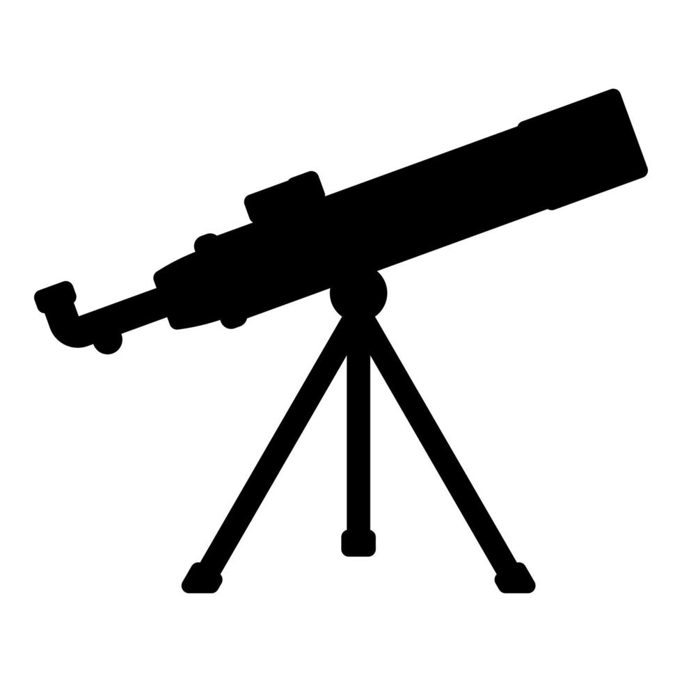 telescopio scienza strumento istruzione astronomia attrezzatura icona colore nero illustrazione vettoriale immagine in stile piatto